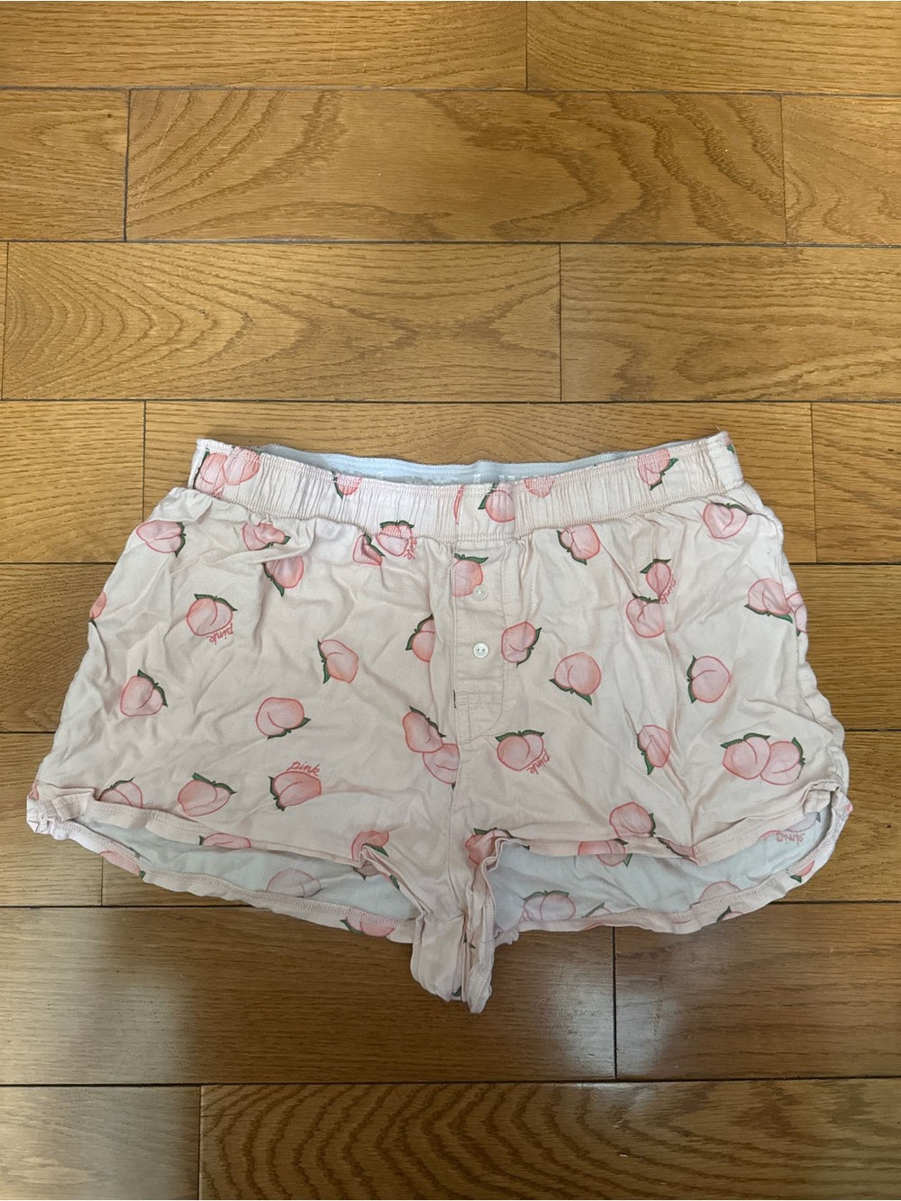 PINK Victoria's Secret Pale Pink Peach-Print Lounge Shorts